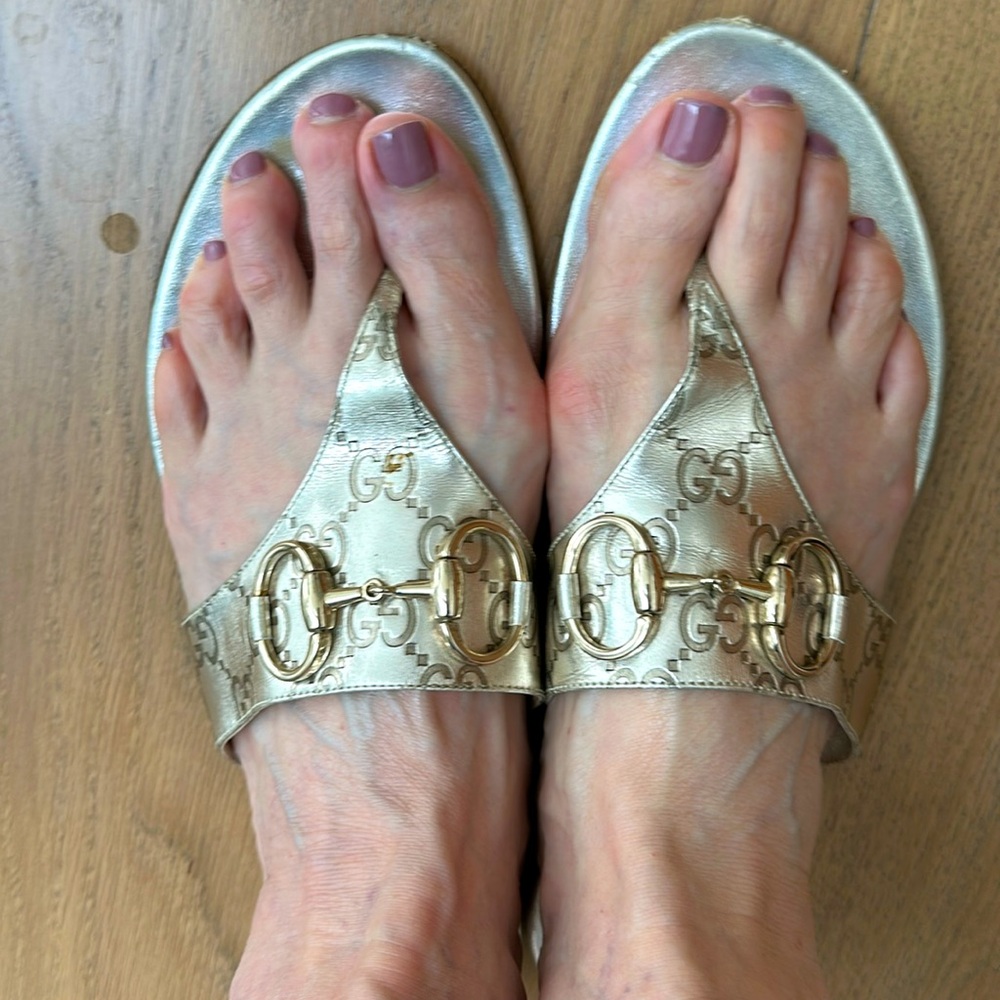 Gucci Gold Sandals 10 B Great summer sandal worn but in great shape